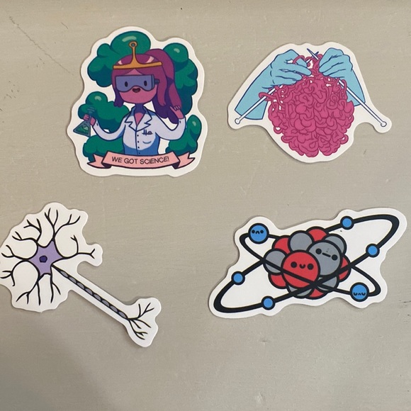 Set of 4. New vinyl stickers. Waterproof 💦. Cute science designs. - Picture 1 of 5